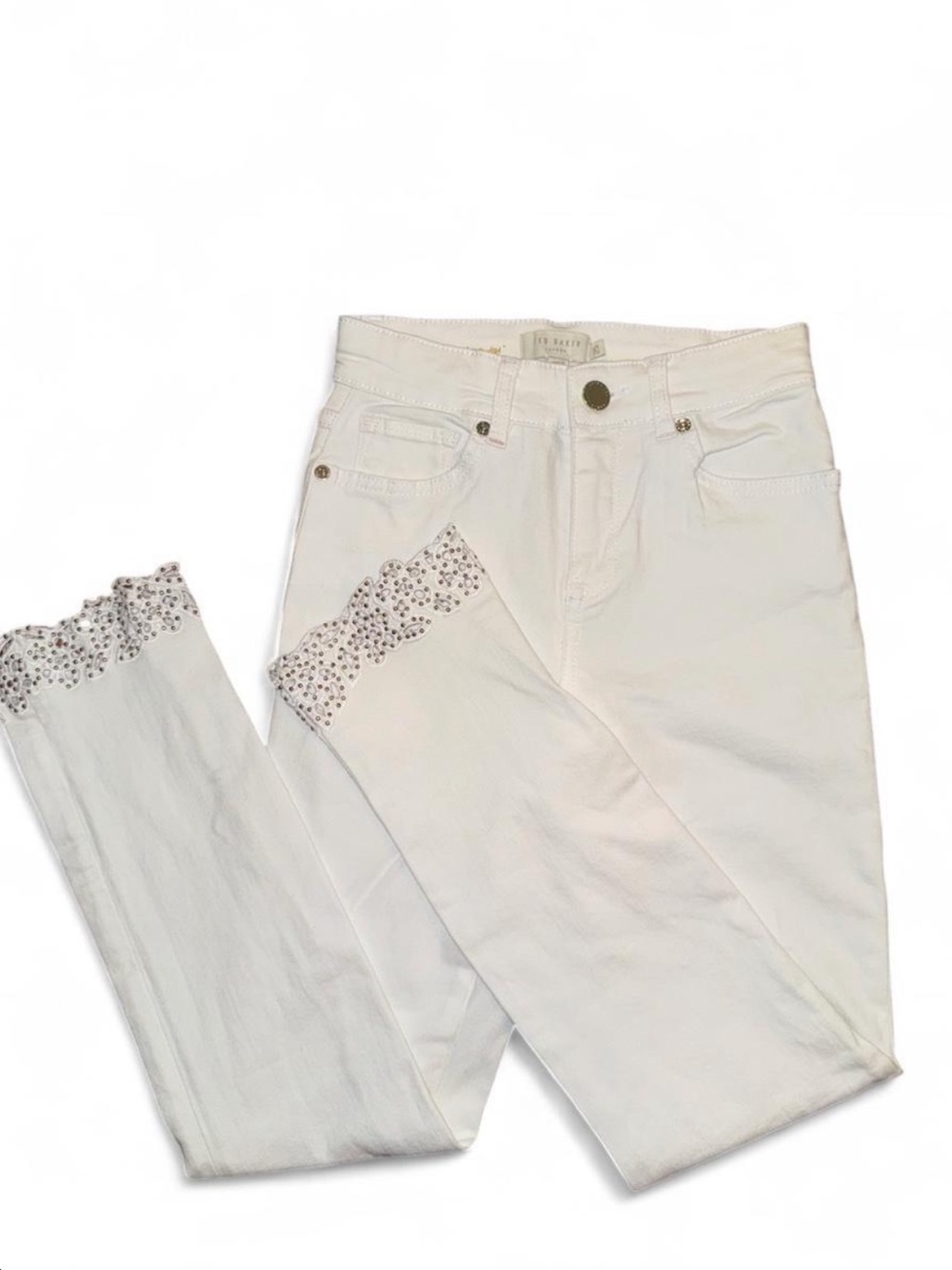 Ted Baker White Jeans with Embroidered and Stud Detail